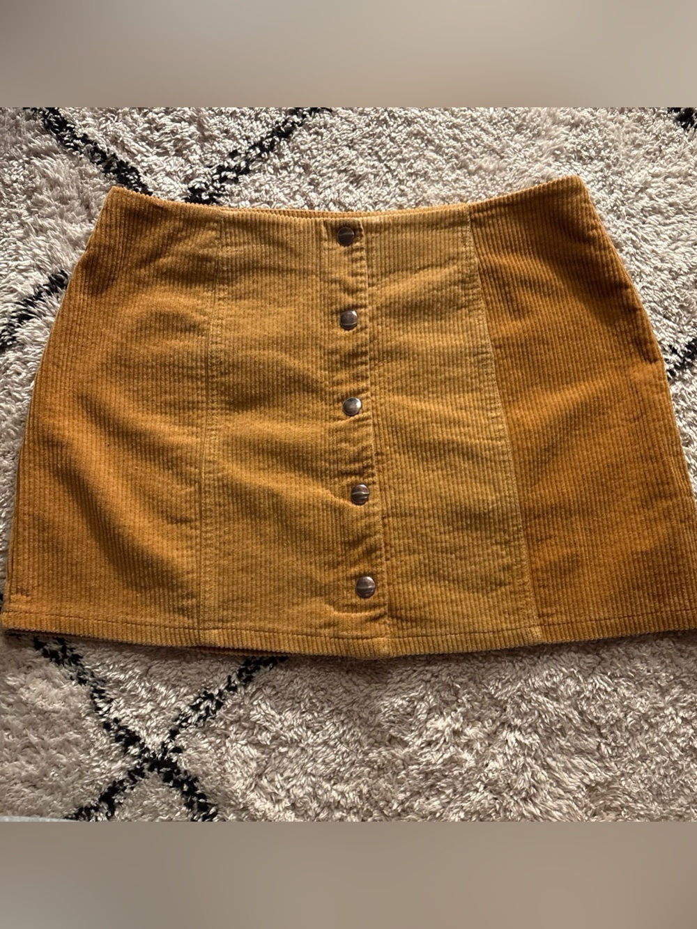 Forever 21 Mustard Corduroy Button-Front Mini Skirt
